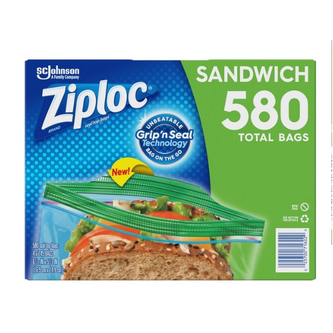 好市多代購-Ziploc 可封式三明治保鮮袋 580入