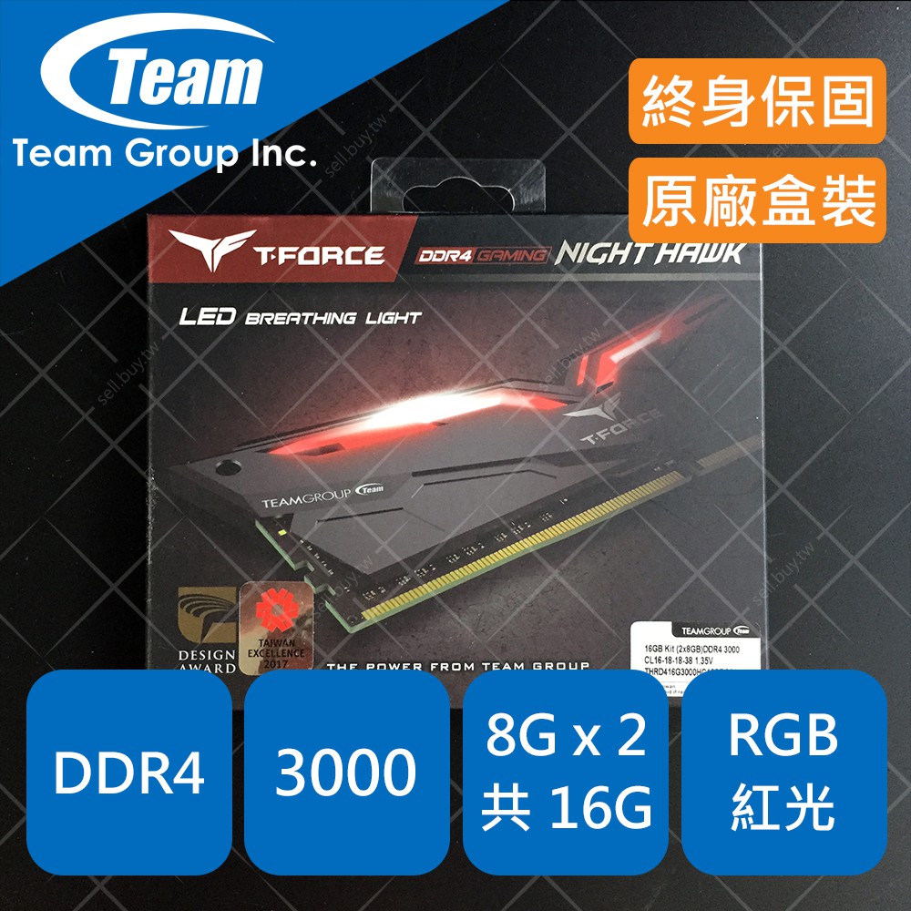 Team 十銓 NIGHT HAWK 記憶體 RAM DDR4 3000 16GB 8GB x2 16G 8G 2800