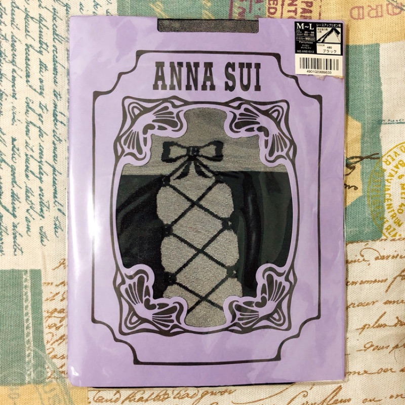 Anna Sui 腿後假綁帶式黑色褲襪