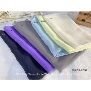 Little Ting Store:華麗典雅素面絲巾硬挺版方巾櫻花粉方形絲巾 絲中方巾/絲巾圍巾披肩(多色系)生日禮物