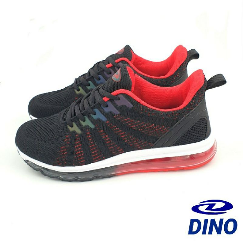 【MEI LAN】DINO (男) 飛織 透氣 全氣墊 慢跑鞋 運動鞋 避震 防臭 Q彈 6236 黑紅 另有黑色