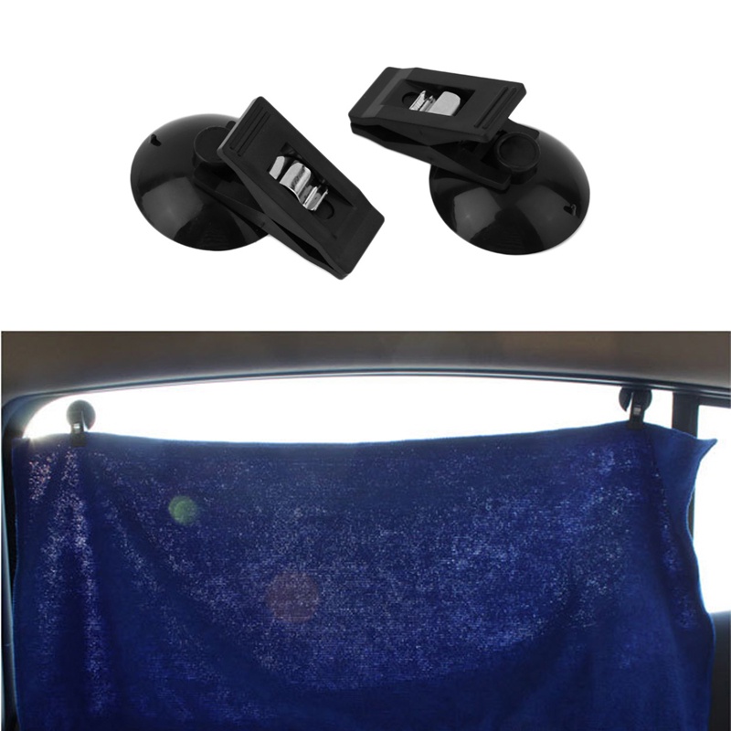 1 對汽車內飾窗安裝黑色吸帽夾塑料吸盤可移動支架, 用於遮陽簾票