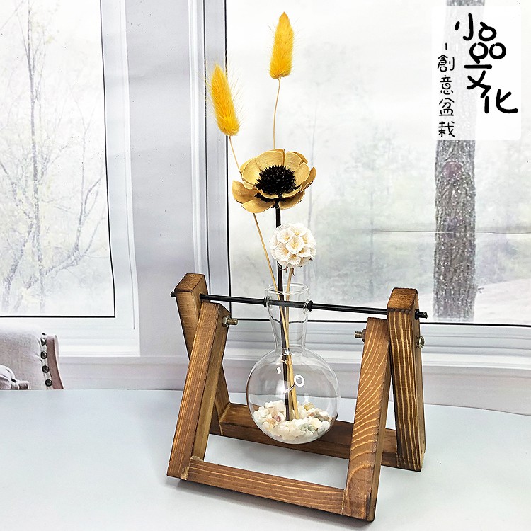 現貨 小品文化 乾燥花創意擺飾木座燒瓶款仿真花不凋花裝飾品送禮房間佈置人造花乾燥花材手作花材 蝦皮購物