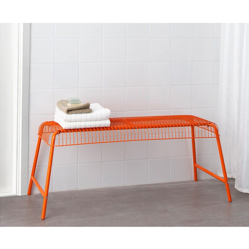 絕版品/北歐工業LOFT風格IKEA宜家VÄSTERÖN長椅凳板凳餐椅金屬椅休閒椅工作椅/橘色/二手八成新/特$2500