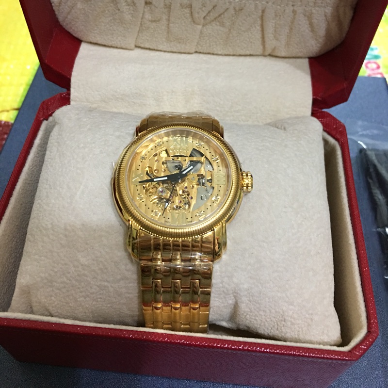 bossway 金雕鏤空 機械錶 皮革錶帶 全新 送禮 腕錶