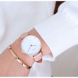MEDOTA 優雅彩色鑽石粉色真皮錶帶女錶（官方售價$2412