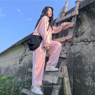【XIY】夏季運動服休閒套裝女粉色韓版潮流寬鬆森系學生ins小個子兩件套