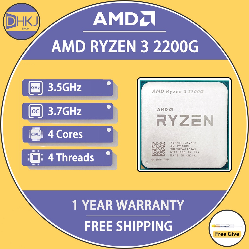 二手 AMD Ryzen 3 2200G R3 2200G 3.5 GHz 四核四線程 CPU 處理器 YD2200C5