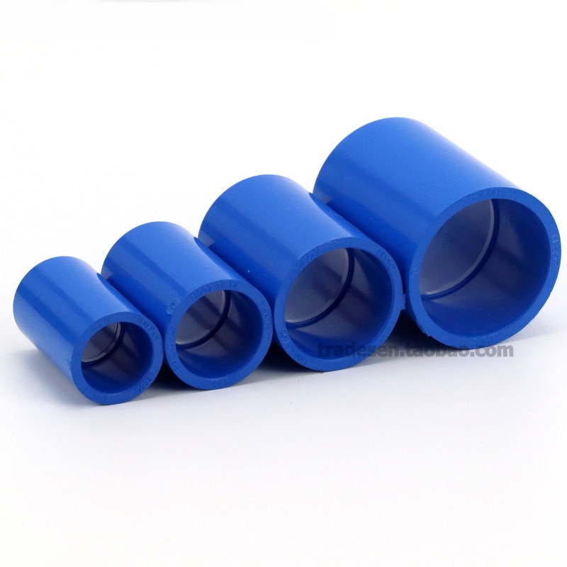 PVC給水管直通 直接頭管箍白色藍色灰色塑料水管件配件