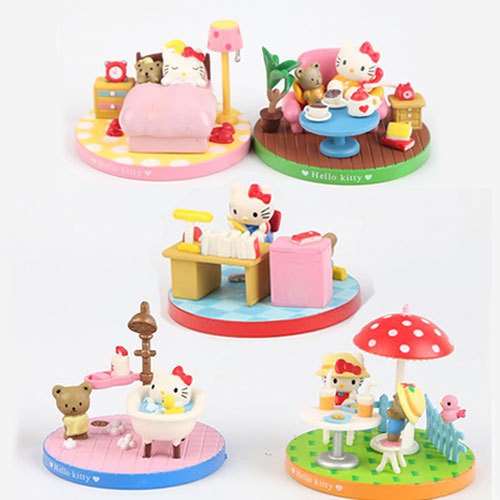 【台灣現貨】【熱銷】日本盒蛋 一組5入 可愛卡通 Hello Kitty 洗浴臥室度假學習生活場景模型玩具家具裝飾 生日