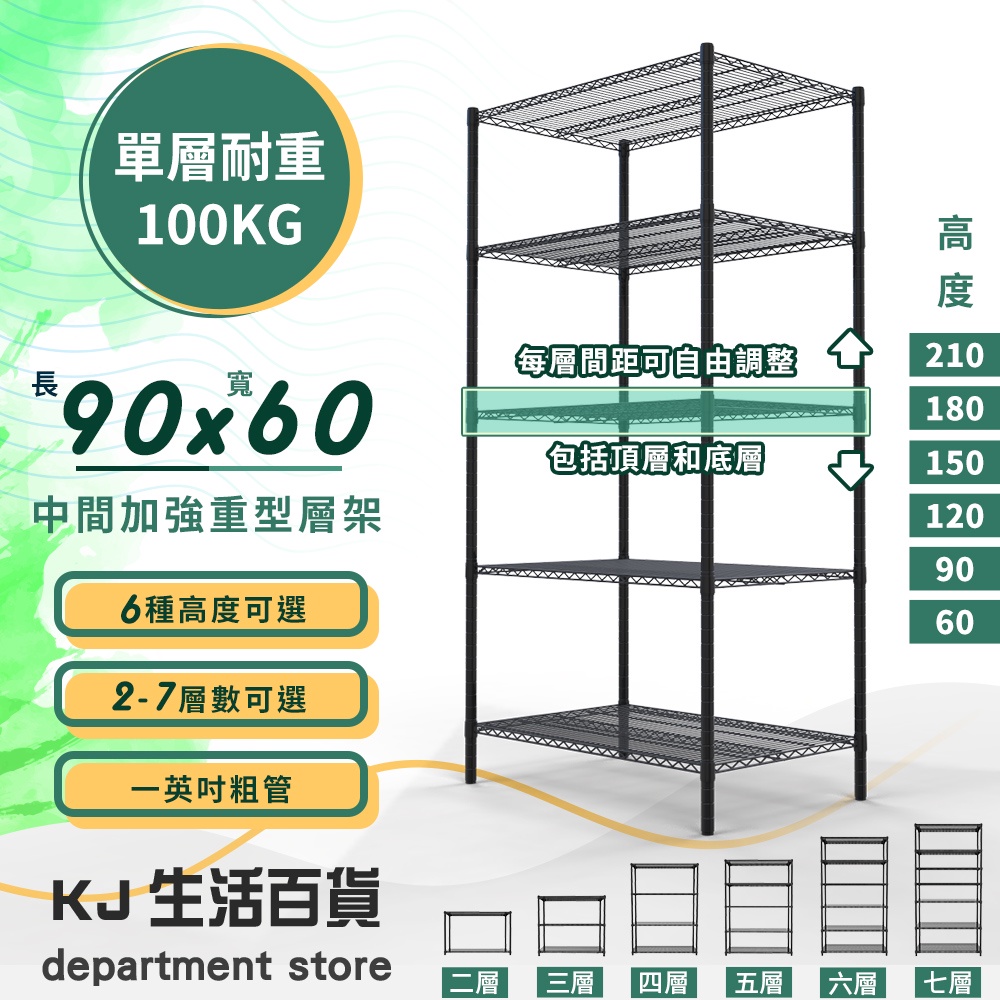 🔥全台最熱銷🔥 鐵架 免運 置物架 收納 展示架 重型 90x60 層數可選 高度可選 每層間距可調 單層耐重100kg | 蝦皮購物