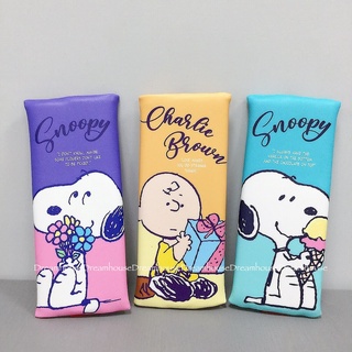 韓國帶回 snoopy 史努比 查理布朗 扁型 皮革 皮質 抗菌 防水 鉛筆盒 鉛筆袋 筆袋 多功能 收納包 萬用包