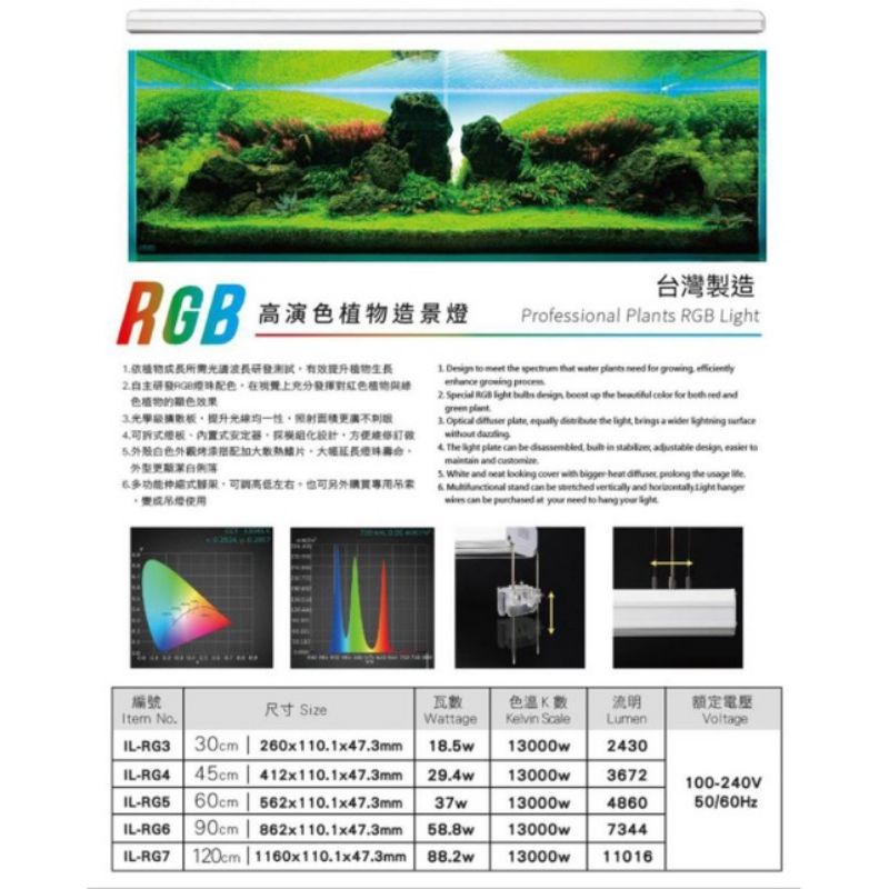 免運費/24期分期  幸福水族 開發票 全新ISTA 伊士達 高演色專業水草燈 RGB 1尺1.5尺2尺3尺4尺