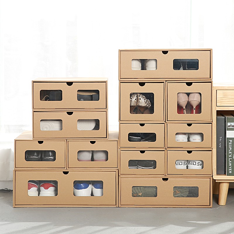 收納盒 透明鞋盒鞋子收納盒紙盒紙質抽屜式高跟鞋靴子收納神器防塵折疊