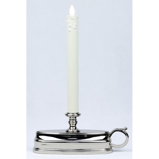 【Luminara 盧米娜拉 擬真火焰 蠟燭】銀色燭台蠟燭 /66048 +加贈充電電池組