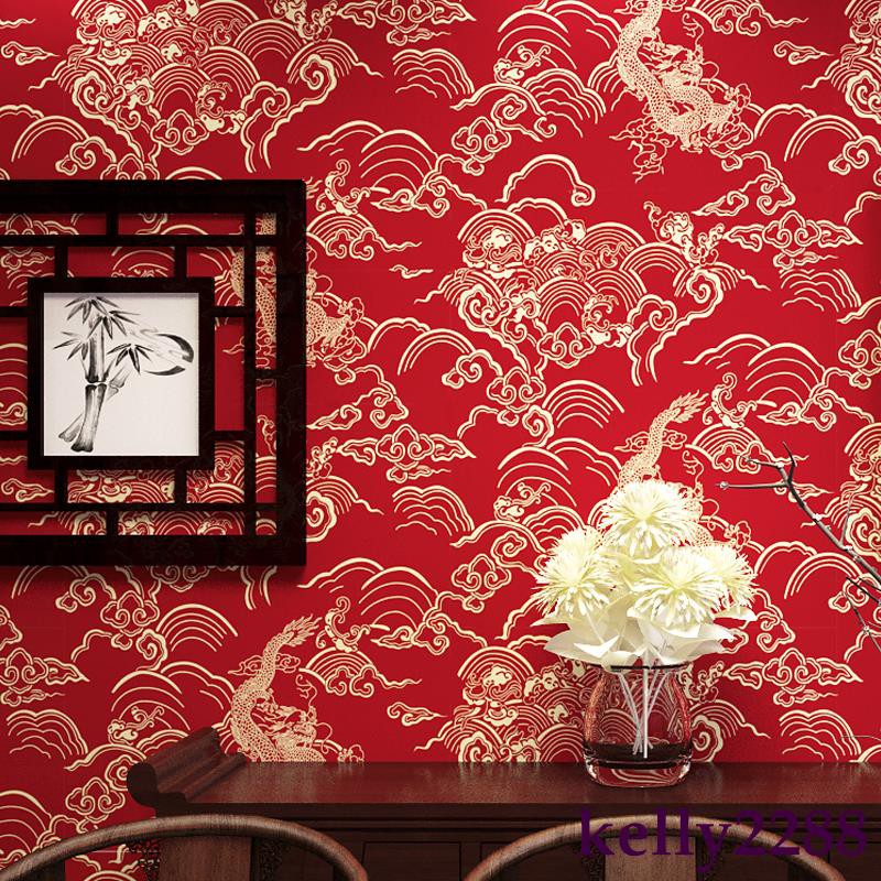 新中式風格壁紙龍紋古典禪意中國風飯店餐廳客廳祥云電視背景墻紙 蝦皮購物