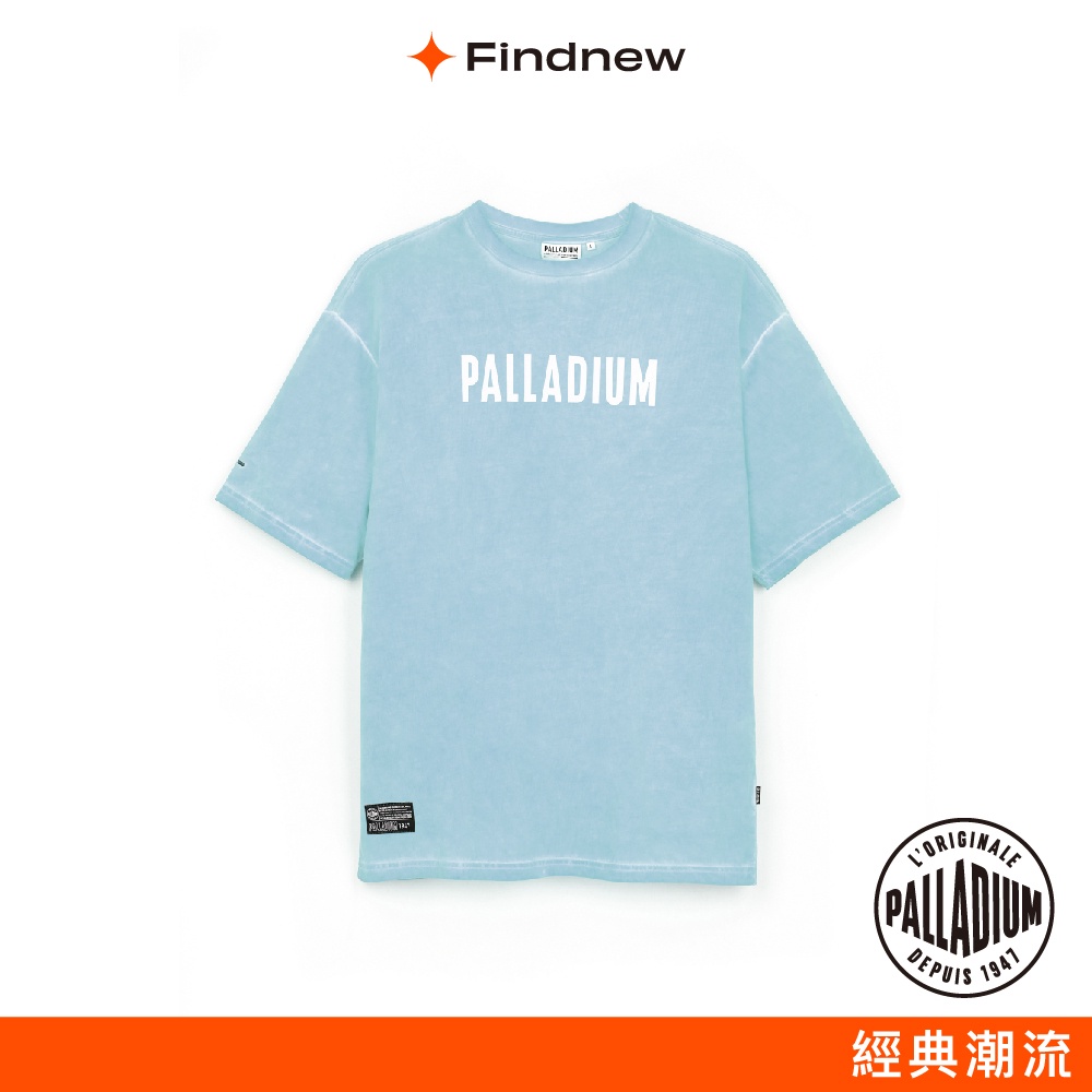 PALLADIUM 春夏簡約圓領印花落肩短袖  男款上衣 天藍色 106011-455【Findnew】