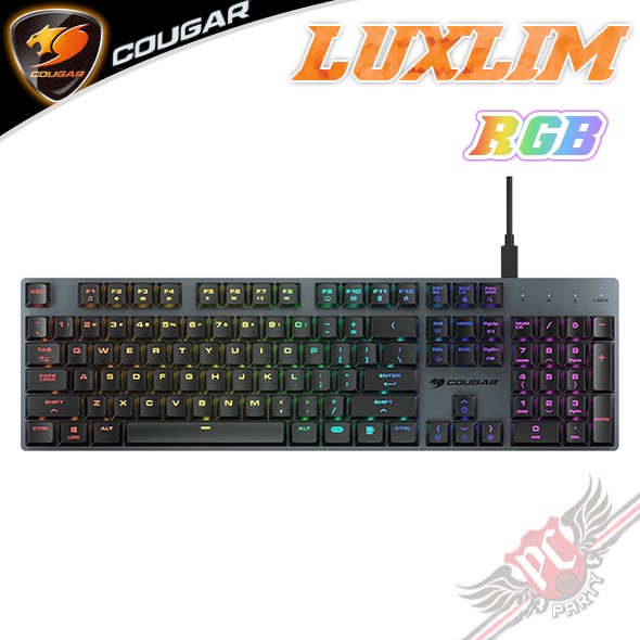 美洲獅 COUGAR  LUXLIM 超薄光學機械矮軸 RGB 電競鍵盤 紅軸 PC PARTY