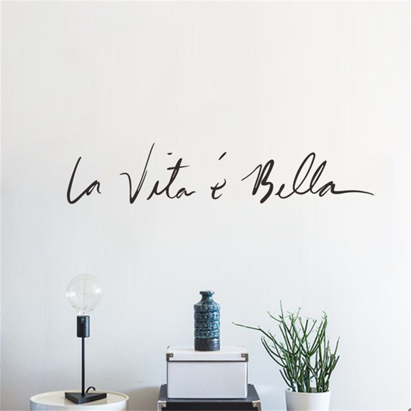 Diy牆貼 文藝ins風la Vita E Bella義大利文牆貼牆貼壁貼拍攝背景臥房裝飾 蝦皮購物