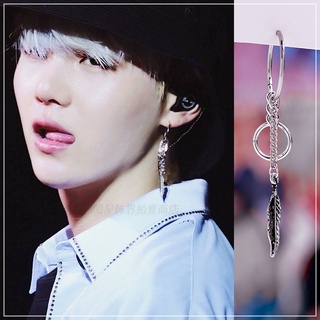 🔺免運🔺 韓國耳環 ASMAMA 防彈少年團 BTS SUGA 閔玧其 同款復古羽毛長鏈 正韓耳環 玧其同款 耳夾式耳環