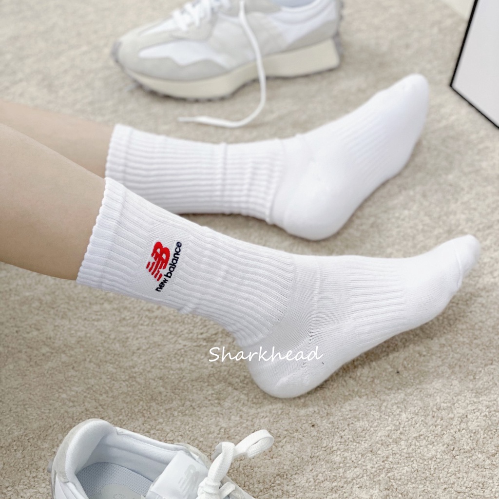 【Sharkhead】現貨 New Balance Socks 長襪 刺繡 小腿襪 小標 紅 白 黑黃 紅白 NB 棉襪