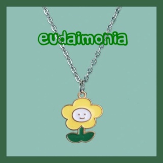 【EDMN】現貨秒出🔥夏日笑臉小花 清新花朵可愛卡通長鏈 衣鏈 個性項鍊 甜酷女孩 小眾設計禮物
