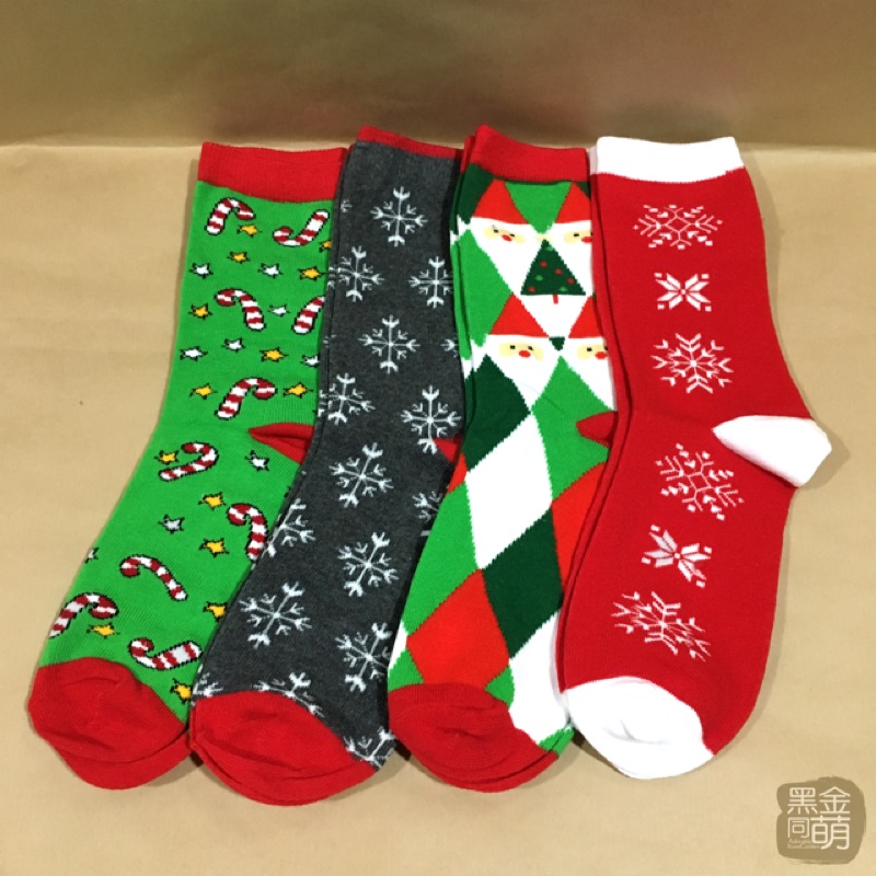 聖誕襪 襪子 長襪 長統襪 聖誕節 雪花 聖誕老人 拐杖糖 交換禮物