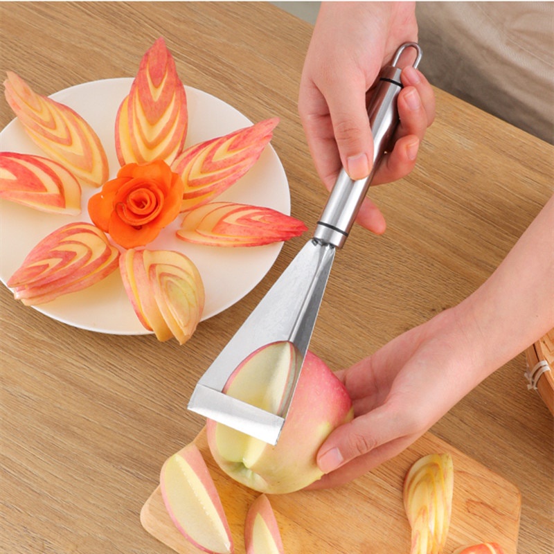 【MOMO生活】不鏽鋼三角水果雕刻刀 水果拼盤神器 三角菜刀 防滑雕刻刀片廚房工具