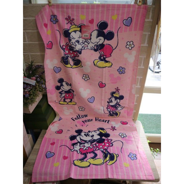 婕的店日本精品~日本帶回~Disney粉紅米奇米妮浴巾(60*120cm)