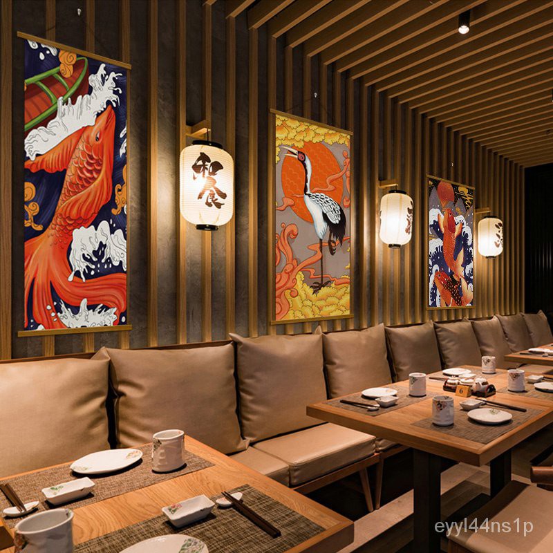 免運  日式  日式掛畫餐廳客廳沙發背景墻裝飾畫浮世繪居酒屋牆面壁畫臥室布畫