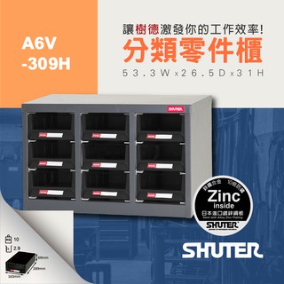 【樹德 SHUTER】零件櫃 A6V-309H 9格抽屜 專業 工具櫃 物料櫃 五金櫃 零件櫃 空間收納櫃