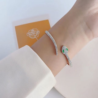 歐美簡約鈦鋼手鐲女蛇形鑲鑽18k玫瑰金不鏽鋼手環