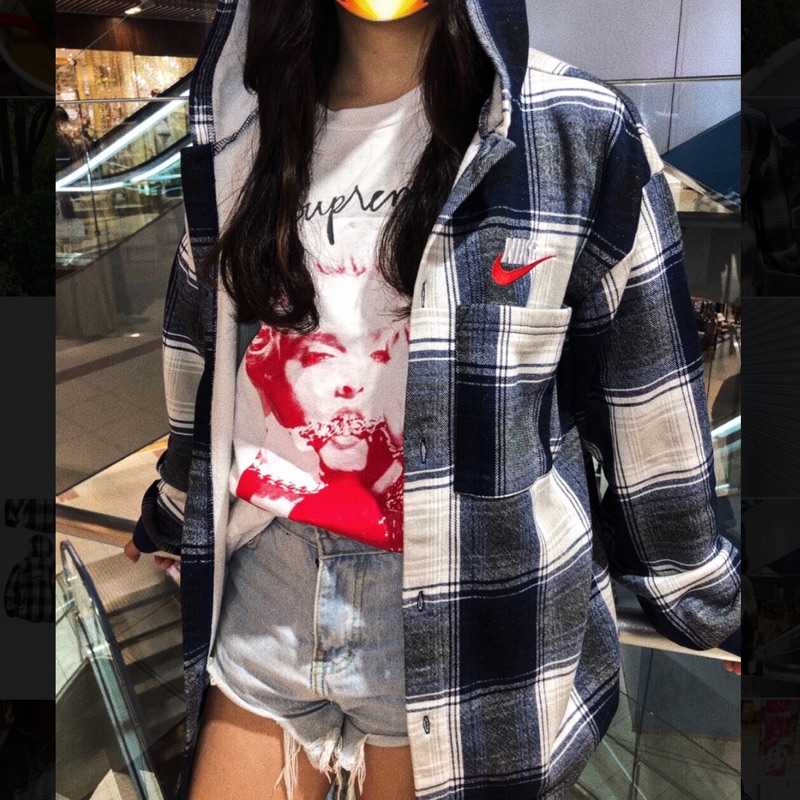 supreme x nike plaid hooded sweatshirt