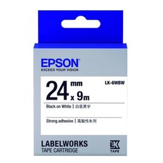 EPSON C53S656407 LK-6WBW高黏性白底黑字標籤帶(寬度24mm)