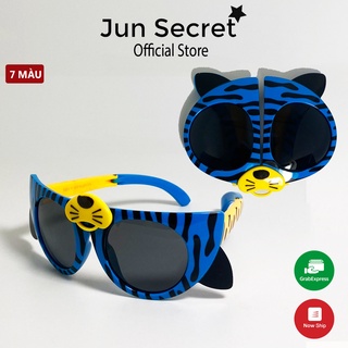Jun Secret 1 至 6 歲兒童柔性塑膠框兒童太陽鏡可愛豹紋折疊眼鏡 JS80A55