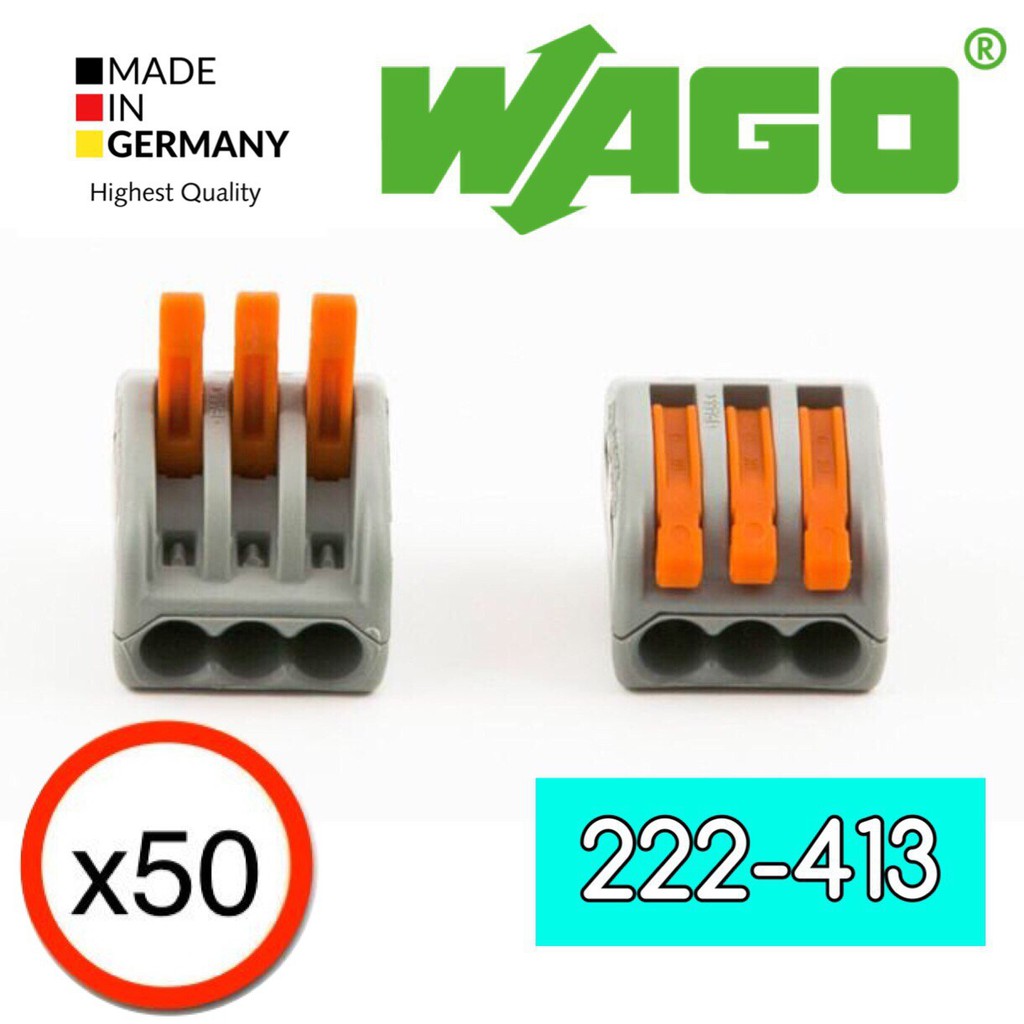 【築光坊】WAGO 222-413 (50pcs盒裝賣場)德國製 電路佈線接線端子 快速接線端子 配線 快速接頭 222