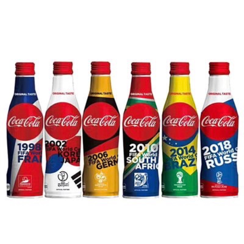 可口可樂 FIFA限定 世足賽 世界盃紀念版 一組六瓶鋁罐包裝 可口可樂紀念瓶