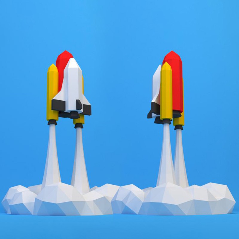 3D紙模型60公分高 亞特蘭蒂斯航天飛機噴射發射立體落地擺件手工DIY紙模型公輸班紙模型