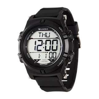 【JAGA 捷卡】電子運動錶 倒數計時 計時碼錶 鬧鈴 50米防水 橡膠手錶 黑色大錶徑大字幕 酷炫有型M1192