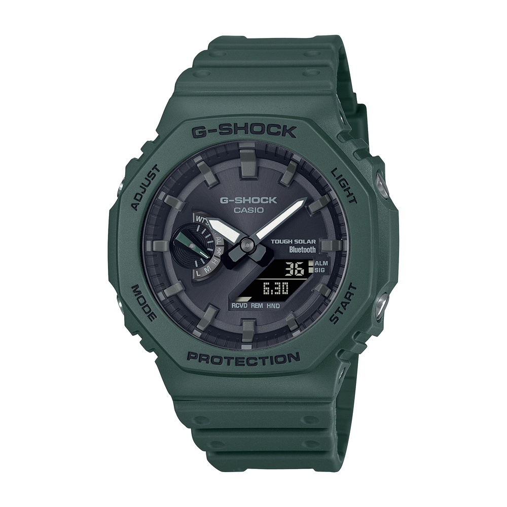 CASIO 卡西歐 G-SHOCK 藍牙 太陽能電力 復古綠 八角形錶殼 GA-B2100-3A