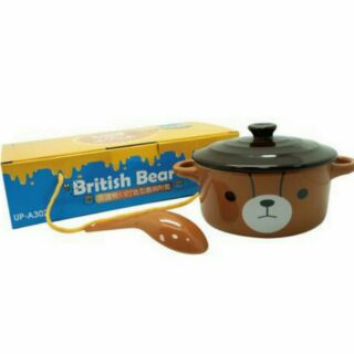 ☆British Bear 英國熊系列 5.5吋蓋碗組附匙餐具組/ 碗組/ 飯碗/ 陶瓷碗/ 湯碗☆