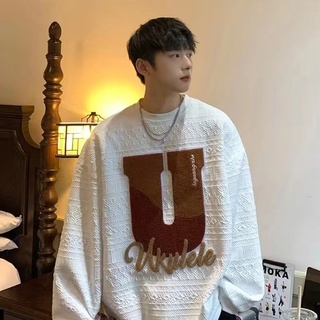 高級感圓領大學T男 M-2XL 2022秋季新款上衣 港風ins潮牌寬鬆痞帥外套