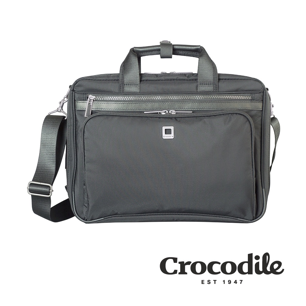 Crocodile 鱷魚皮件 單層公事包 手提包 Ripstop防潑水 B-Light系列 0104-08901-黑色