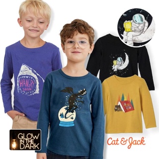Cat&jack Boys 在黑暗中發光男孩長袖 T 恤 T 恤在黑暗中發光 Cat 和 Jack