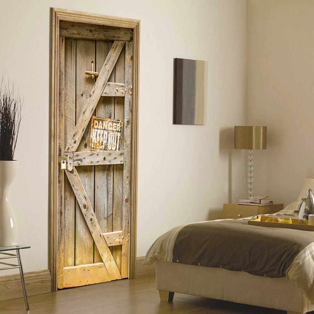 暖暖本舖警示木門貼工業風格裝潢貼歐式風格大門造景貼裝潢貼紙玄關貼風景貼階梯貼diy壁貼壁紙臥式門貼