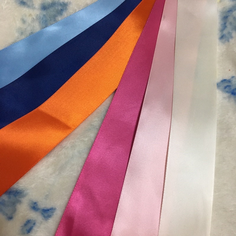 可羅小舖 手工藝材料出清 3.8-4公分雙面亮緞帶出清 5碼 台灣製