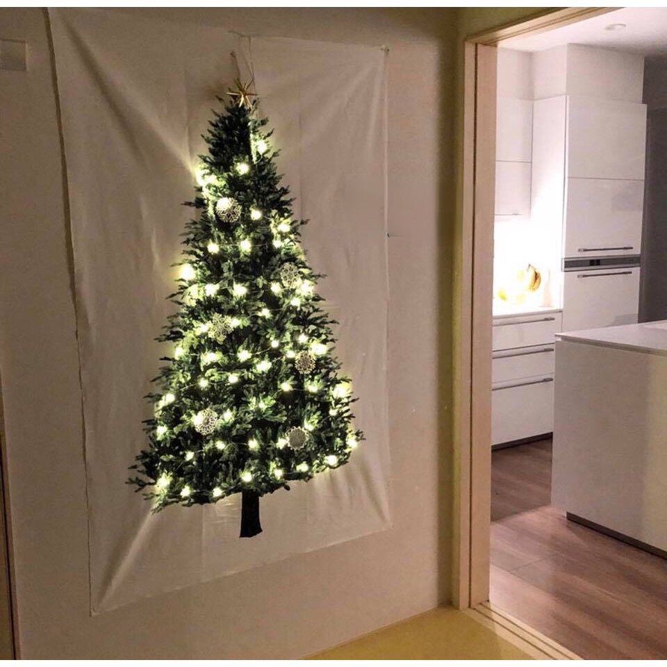 Ins風格聖誕樹松樹掛毯掛布牆壁裝飾布聖誕派對裝飾掛毯背景