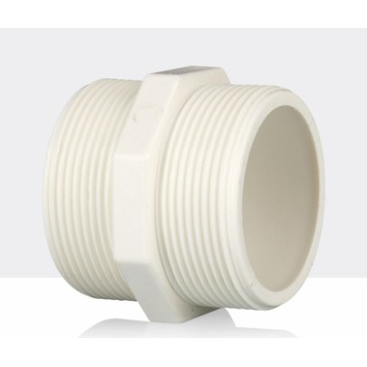 台灣現貨 PVC 白色 雙頭外牙等徑直接(1.2吋/1.5吋) 水族 水管接頭 DIY配件