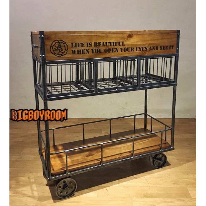 【BIgBoyRoom】工業風家具 Loft法式精品吧台桌餐車 多功能餐具收納手推車洋酒陳列 客製化美式復古餐廳酒吧餐酒