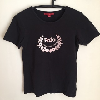 [二手衣］Young Polo Vigor 黑色LOGO短袖上衣T恤 女童裝